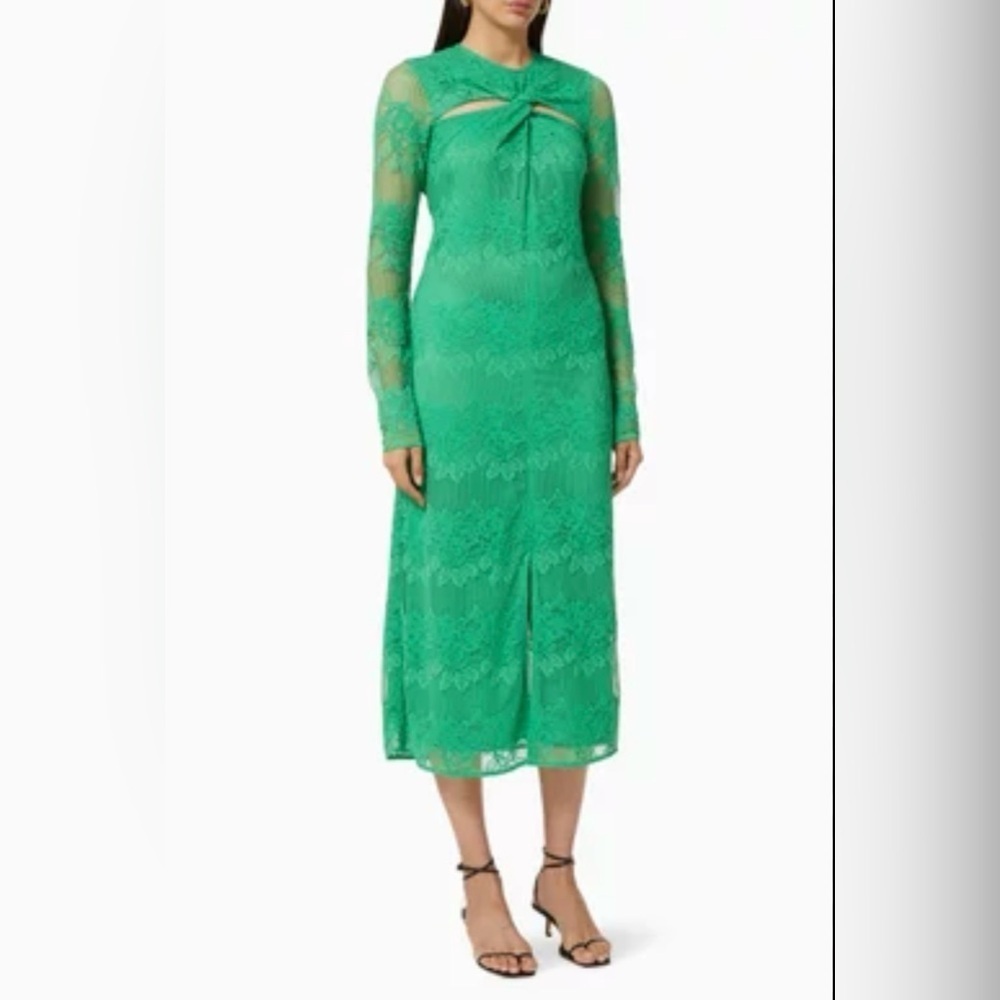 NWT Ganni- Kelly Green LaceTwist Dress. Size 10/12.